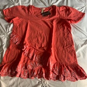 NWT- Womens Matilda Jane eureka springs embroidered ruffle top size L